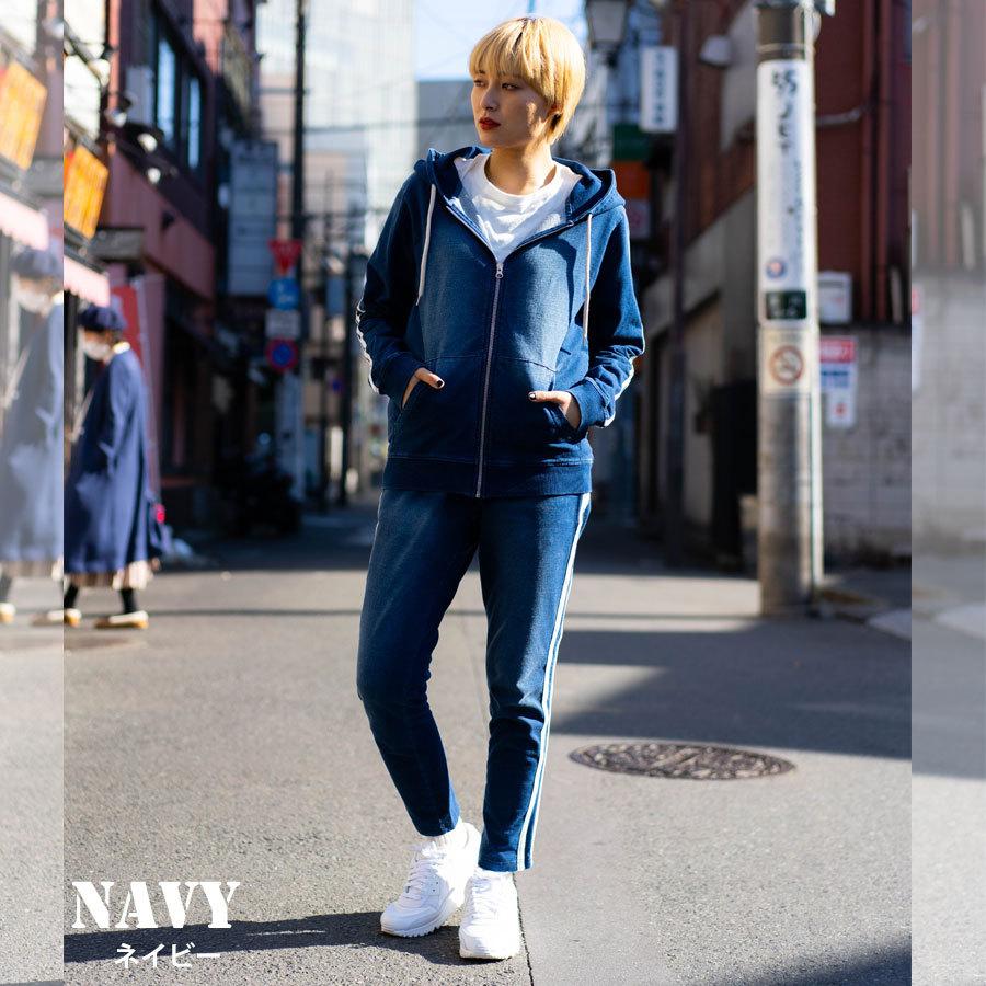 サイドライン 2本 カットデニム パーカー セットアップ : デニム サイドライン 2本 カットデニム パーカー セットアップ : デニム