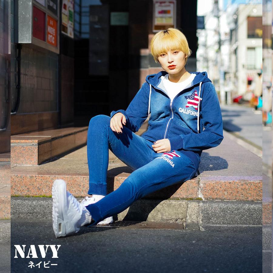 秋NEW■超伸縮 カットデニム セットアップ 紺L パーカー ＋ ジョガーデニム 秋NEW□超伸縮 カットデニム セットアップ 紺L パーカー ＋