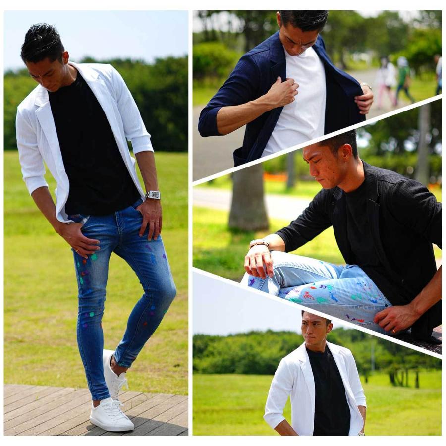 カジュアルスーツ セットアップメンズ メンズテーラード 七分袖 薄・軽