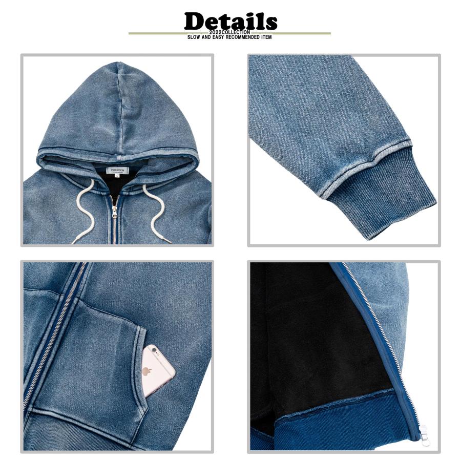 メンズパーカー 裏シャギーボア カットデニム パーカー 保温性 裏ボア