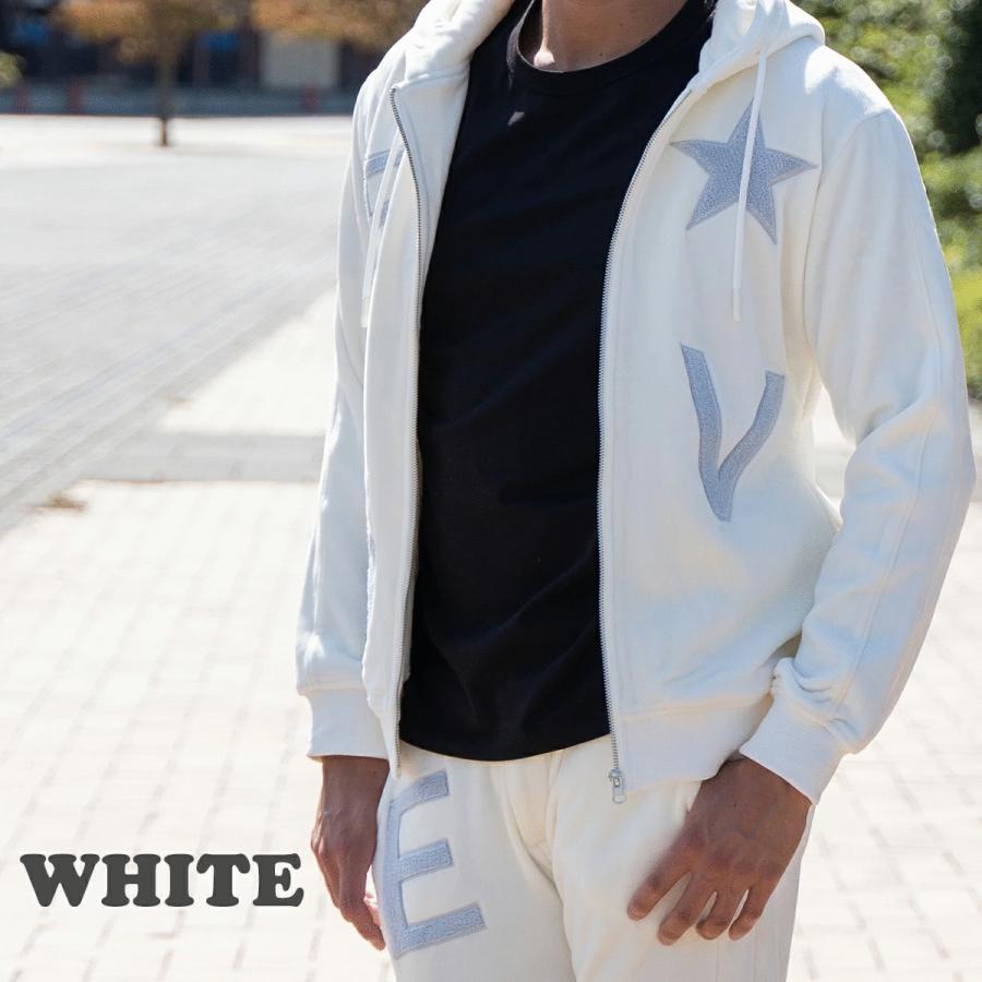 メンズパーカー 星 モチーフ 刺繍 ベロア パーカー スター モチーフ