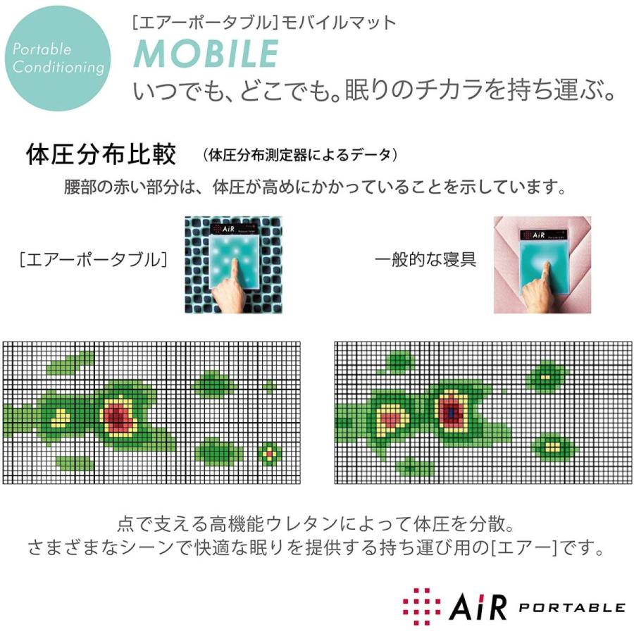 東京 西川 エアー スリム マットレス シングル ベッドの上に1枚プラス 点で支える 持ち運び用 出張 遠征 エアー AiR ブラック｜slow-lifes｜07