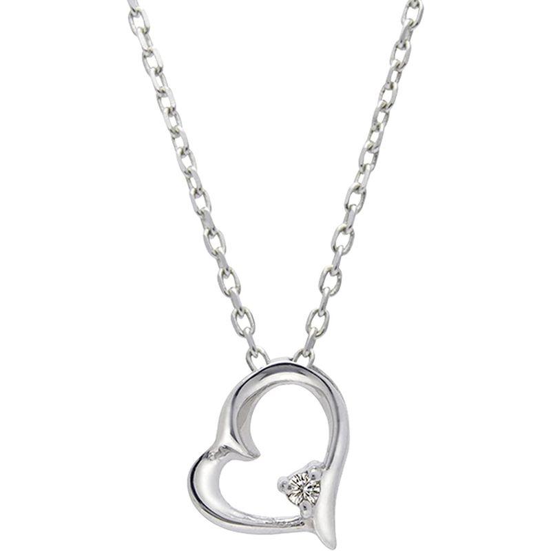  Matthewmark ベビー ダイヤモンド ネックレス ハート プラチナ シルバー(925) あずきチェーン イタリア製chain ギフト