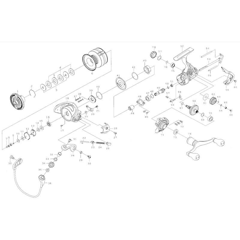 ダイワ(DAIWA) 純正パーツ 19 エメラルダス LT3000S-CH-DH スプール (2-6) 部品番号 6部品コード 128D28｜slow-lifes｜04