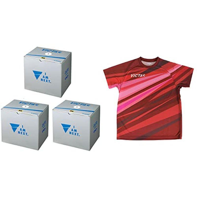 ヴィクタス VICTAS 90周年記念企画 一部予約販売 卓球 トレーニングボール VP40+ ×3箱 レプリカ amp; （人気激安） 10ダース Tシャツ 10球増量箱