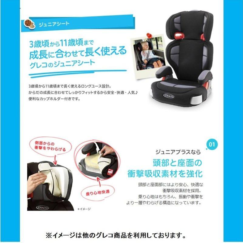 GRACO　(グレコ)　ジュニアシート　背もた　3歳頃~11歳頃まで　カップホルダー付　シートベルト固定　ジュニアプラス　ロングユース　DX