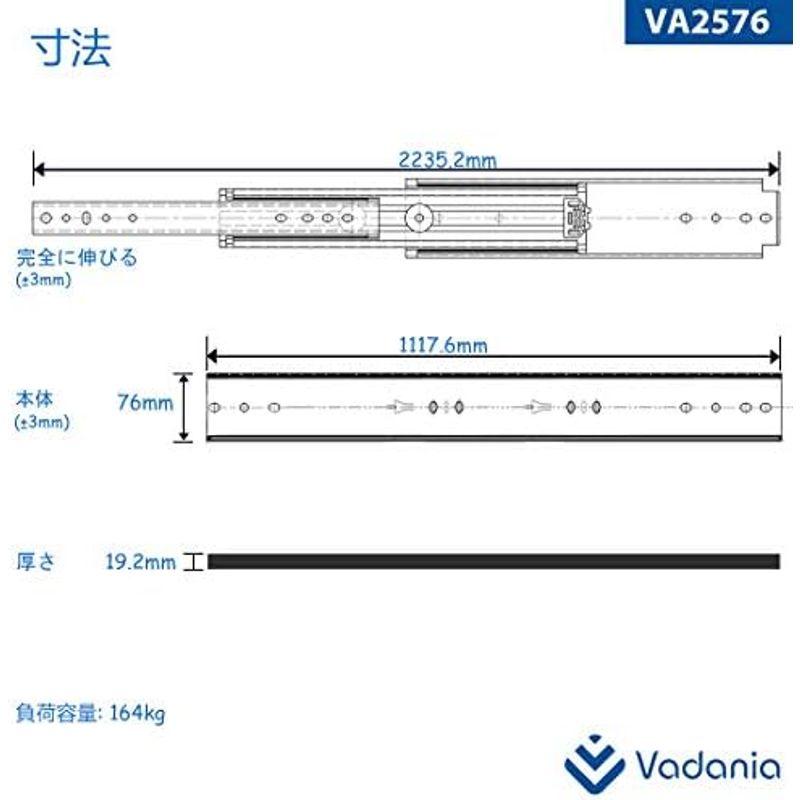 VADANIA 超重量用スライドレール 1200mm Heavy Duty引き出しスライド VA2576 左右1セット｜slow-lifes｜08