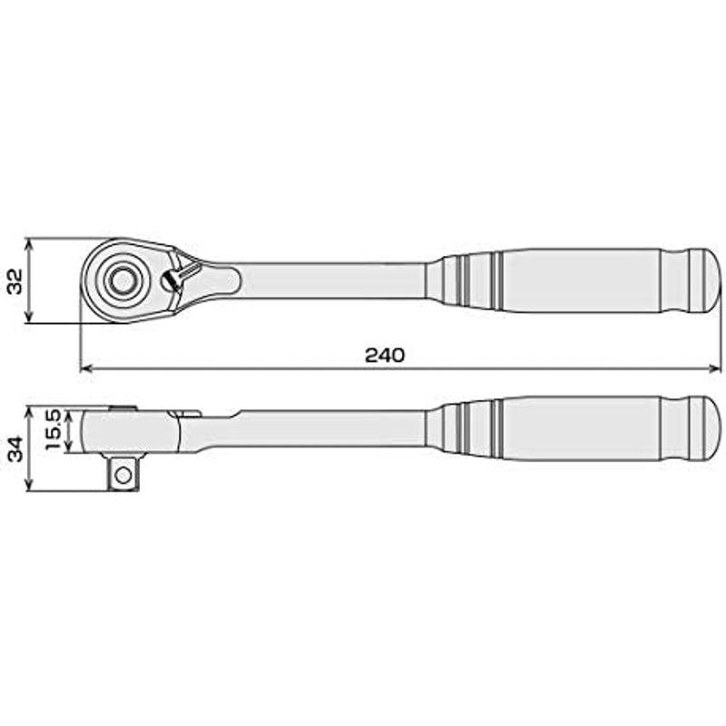 トネ(TONE) ロングラチェットハンドル(中空・ホールドタイプ) RH3HWL 差込角9.5mm(3/8")｜slow-lifes｜17