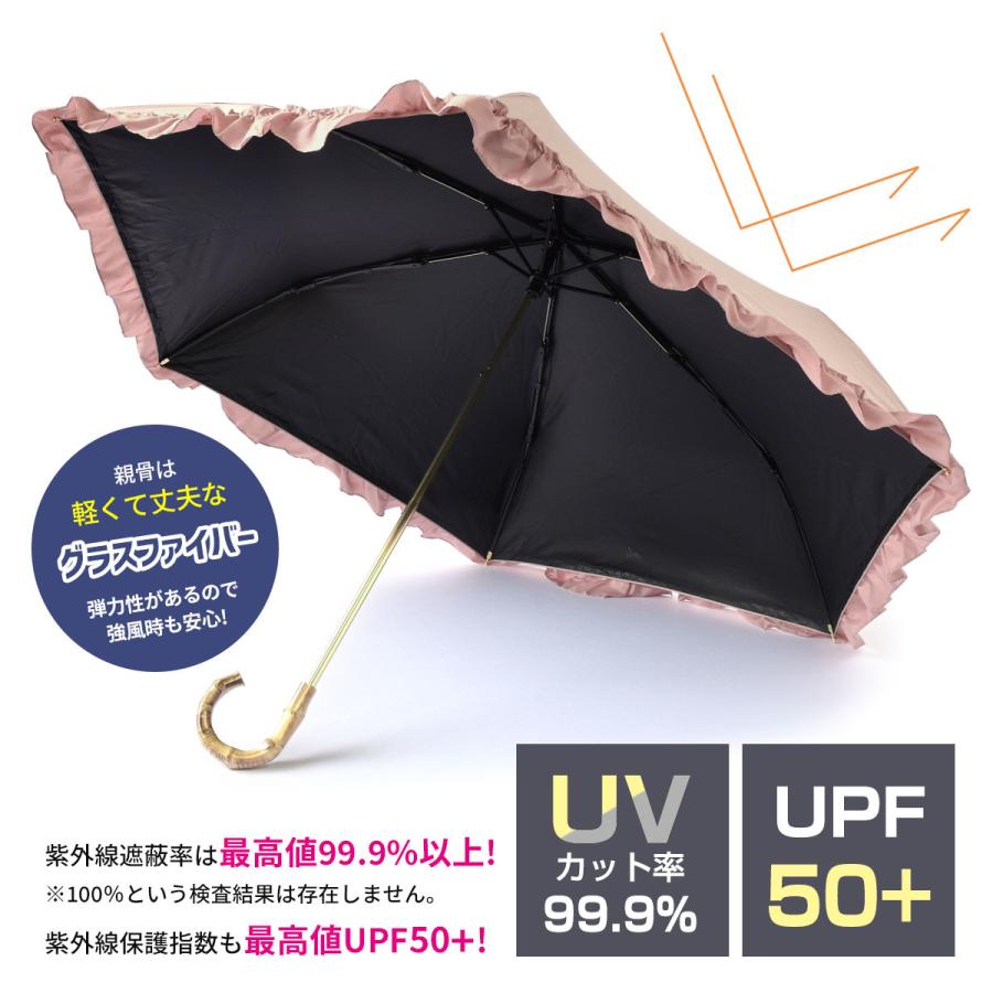 pink trick（ピンクトリック） 日傘 折りたたみ 完全遮光 フリル 晴雨