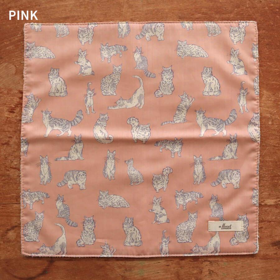 ハンカチリバティ LIBERTY ハンドタオル 猫 キャット レディース