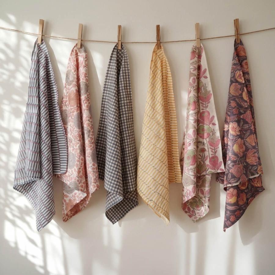 fog linen work（フォグリネンワーク） インド綿 生地 ハンカチ 花柄