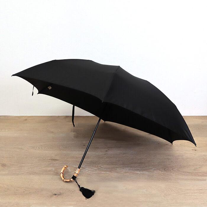 新品タグ付き☆ 折りたたみ傘 ブラック　バンブー WAKAO ワカオ 日本製 バンブーミニ傘 雨傘 折りたたみ傘 レディース