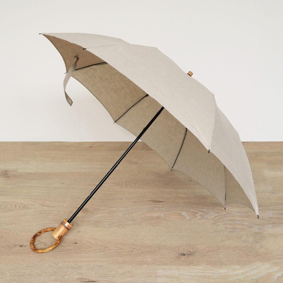 SUR MER 日本製 晴雨兼用 折りたたみ傘 麻 無地 雨傘 日傘 折りたたみ