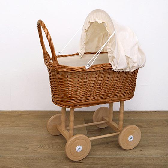 ドイツ製　輸入知育玩具　天然木　人形の乳母車　かわいいおもちゃ ドイツ製 輸入知育玩具 天然木 人形の乳母車 かわいいおもちゃ