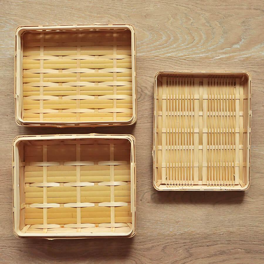 日本製 白竹 弁当箱 大 二段 弁当かご お弁当 サンドイッチ かご 竹