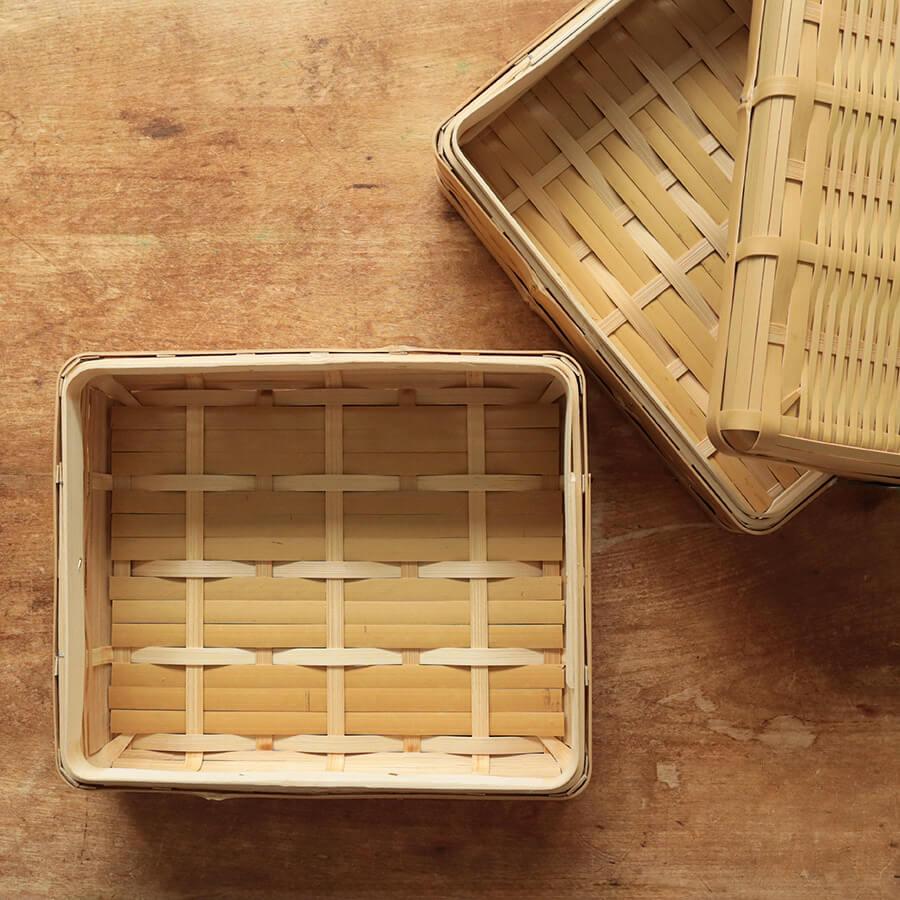 日本製 白竹 弁当箱 大 二段 弁当かご お弁当 サンドイッチ かご 竹