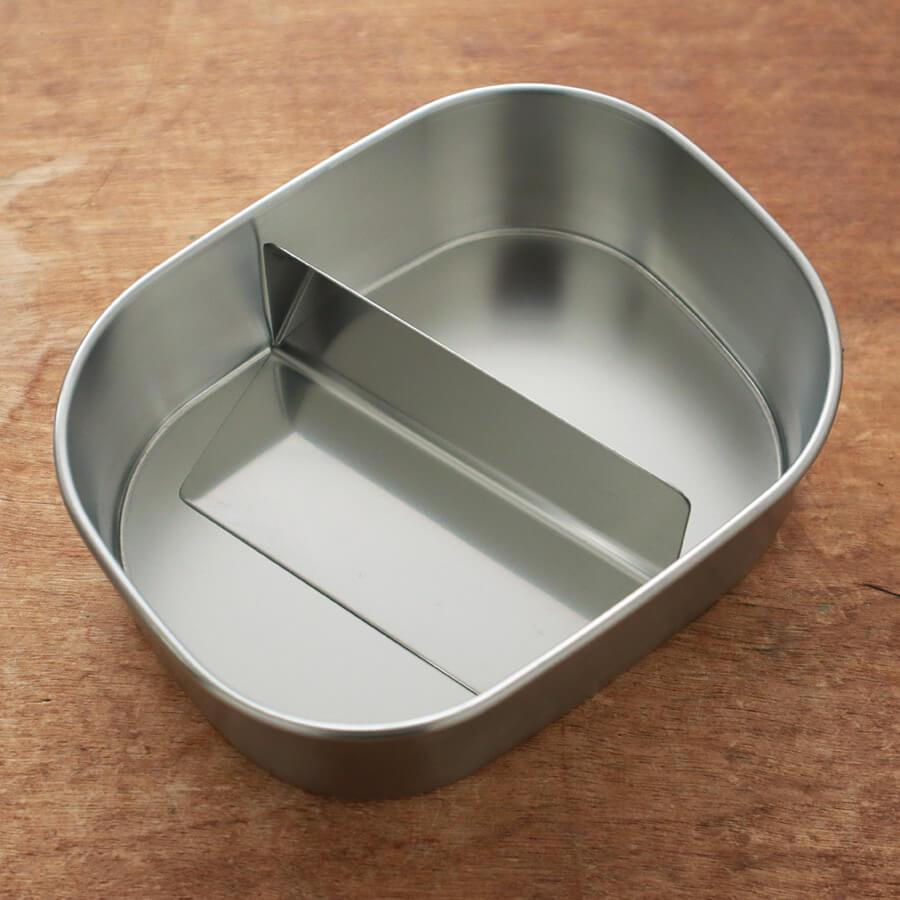 工房アイザワ 弁当箱 ステンレス製 角型 小 2段 ランチボックス 360ml×2 日本製 大人 女性 男性 子供 お弁当箱 仕切り付きの画像
