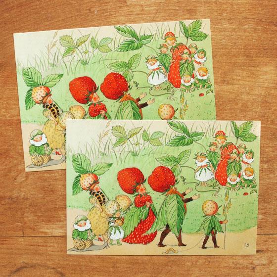 エルサベスコフ ポストカード 2枚セット いちご一家 絵本作家 北欧 かわいい イラスト おしゃれ メール便対象品 Slow Works 通販 Yahoo ショッピング