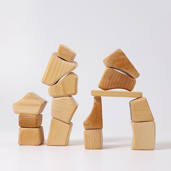 積み木 知育 1歳 木製 おもちゃ 出産祝い 無塗装 木のおもちゃ ブロック シュタイナー 誕生日 ドイツ GRIMM’S グリムス  ウォルドルフブロック 積み木 15個入り
