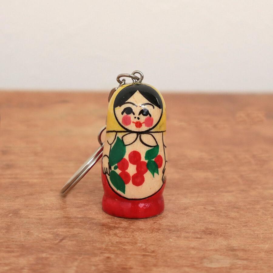 ロシア製 セミョーノフ産 マトリョーシカ キーホルダー 【木製