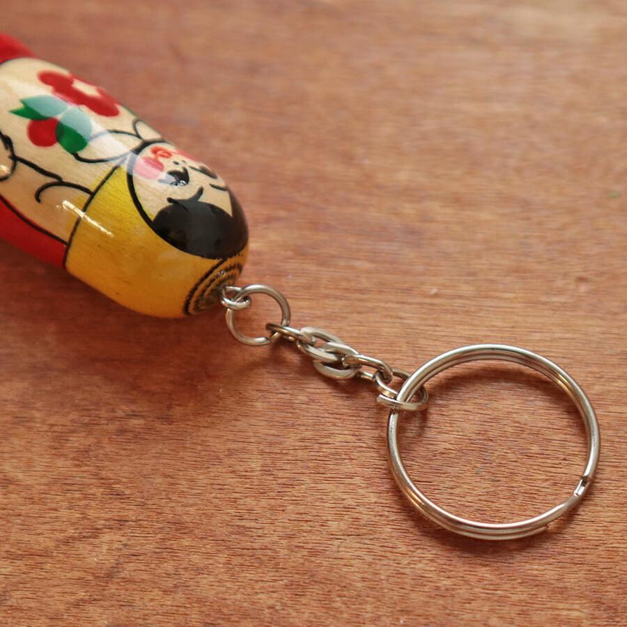 ロシア製 セミョーノフ産 マトリョーシカ キーホルダー 【木製