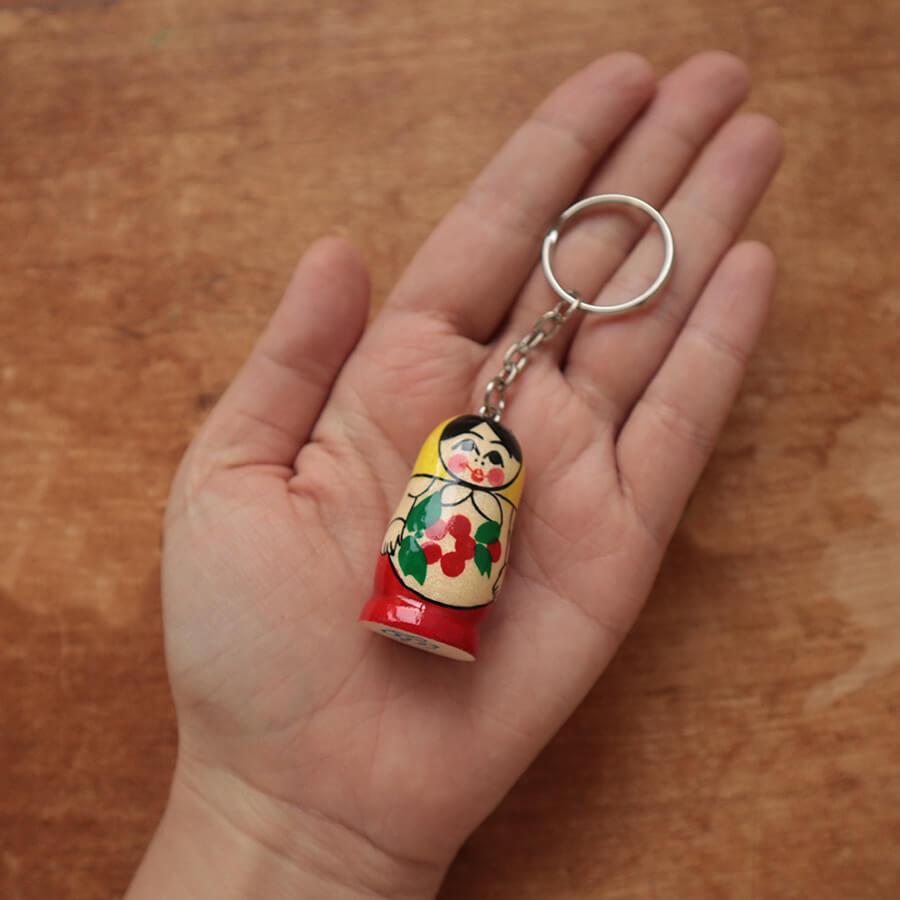 ロシア製 セミョーノフ産 マトリョーシカ キーホルダー 【木製