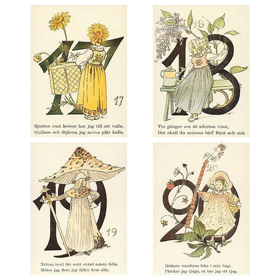 ポストカード 北欧 おしゃれ セット アート 花 かわいい 数字 スウェーデン製 Ottilia Adelborg ポストカード 2枚セット ナンバー 1 メール便対象品 Slow Works 通販 Yahoo ショッピング