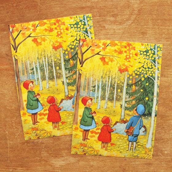 エルサベスコフ ポストカード 2枚セット いちねんのうた 紅葉 絵本作家
