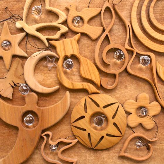 モビール 北欧 サンキャッチャー 木製 赤ちゃん クリスタル かわいい