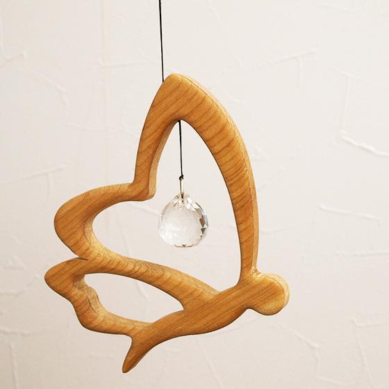 【新品未使用】グリムス社木製モビール（サンキャッチャー付き） ドイツ製 モビール 蝶 北欧 サンキャッチャー 木製 赤ちゃん