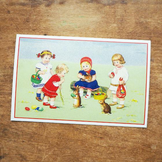 ドイツ製 ポストカード イースターのお祭り ハガキ 絵葉書 おしゃれ 北欧 アート かわいい イラスト 手紙 イースター メール便対象品