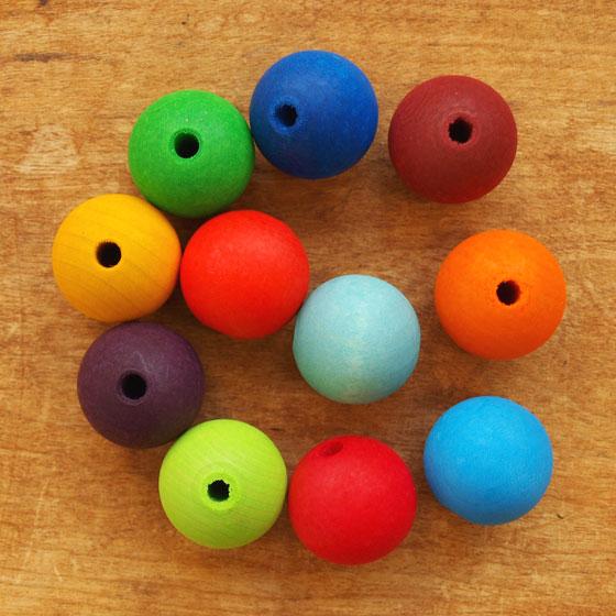 GRIMM'S/グリムス社 木製カラービーズ 180個 グリムス 木製カラービーズ 20mm 180P | Earth8toys