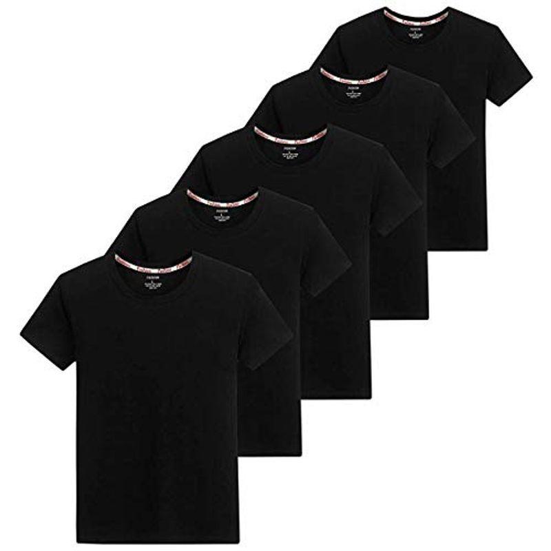 インナーシャツ メンズ 肌着 ５枚組 綿100 半袖 クルーネック Tシャツ 防菌防臭 白 黒 クセになる肌触り 無地 ブラック 2x 爆買い