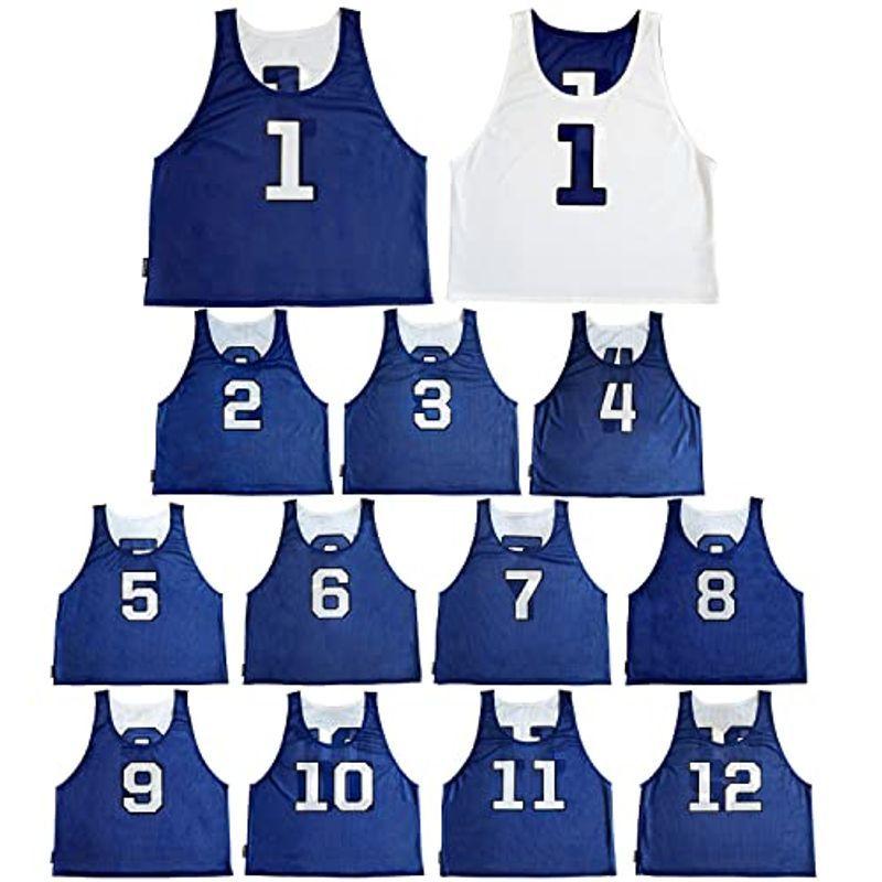 ATHLETIC MART ビブス(リバーシブル)1?12番 裏表/前後ろ番号付 12枚セット収納メッシュバッグ付全4カラー ビブス男女フリ