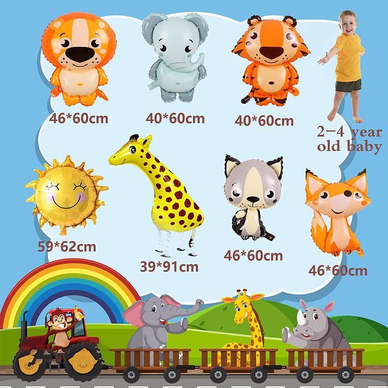 子供の動物の誕生日パーティーの装飾ジャングルサファリお誕生日おめでとうバナー男の子の野生動物のバルーンジャングルのテーマ誕生日プレゼント 合 国内初の直営店