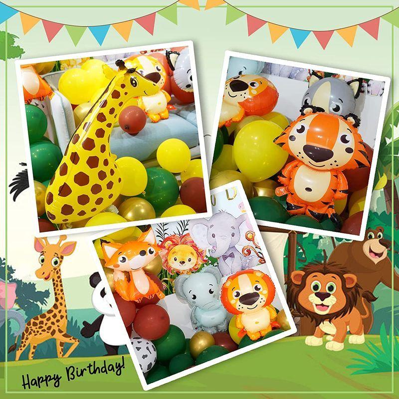 子供の動物の誕生日パーティーの装飾ジャングルサファリお誕生日おめでとうバナー男の子の野生動物のバルーンジャングルのテーマ誕生日プレゼント 合 国内初の直営店