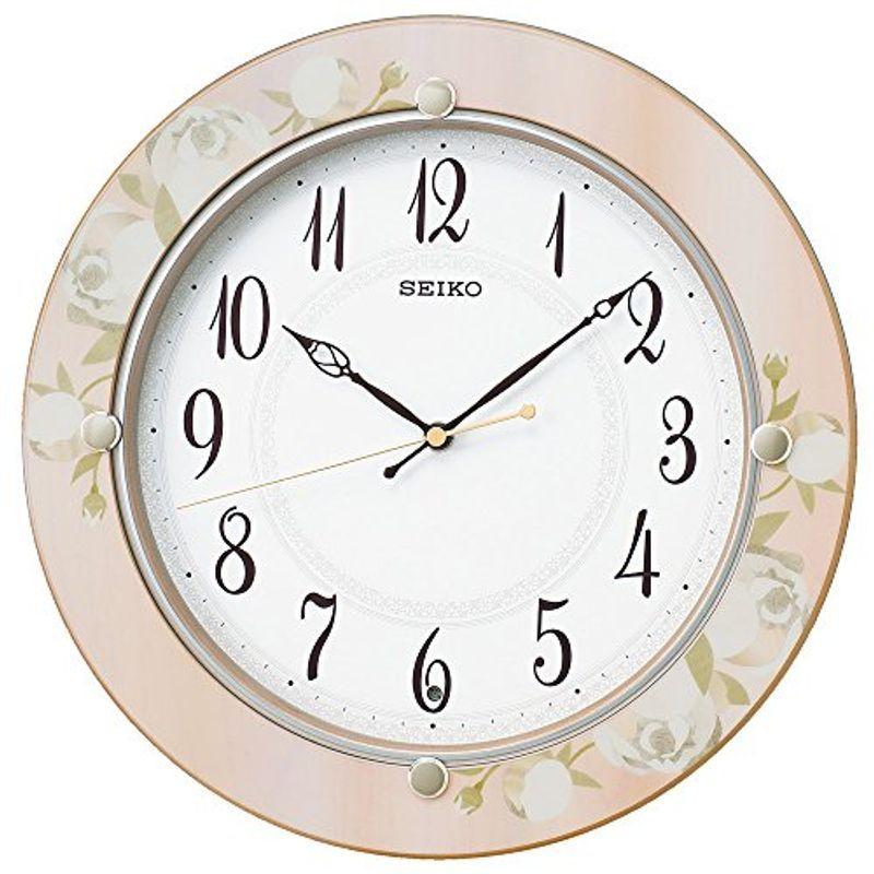 セイコー クロック 掛け時計 電波 アナログ 木枠 薄ピンク 花柄 模様 Kx2p Seiko 独創的