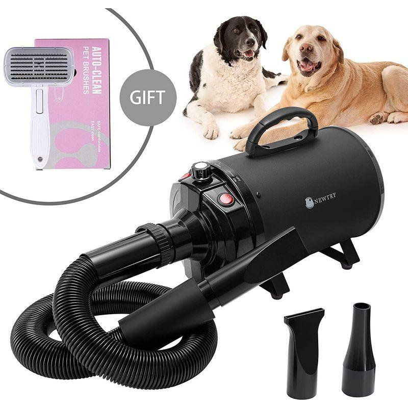 NEWTRY ペットドライヤー ペットヘアードライヤー ブロワー 無段階速度制御 送風機 3つのノズル付き 風速、温度調整可能 強いブロー力 強いブロー力
