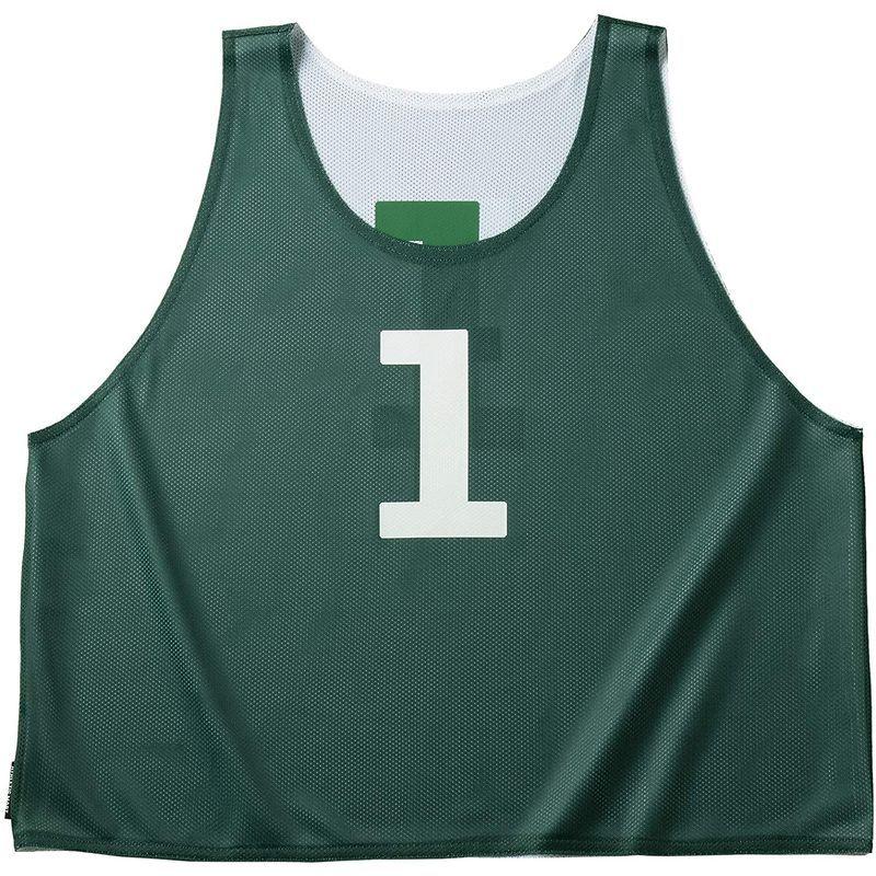 ATHLETIC MART ビブス(リバーシブル)1?12番 裏表前後ろ番号あり 12枚セット収納メッシュランドリーバッグ付 緑グリー 