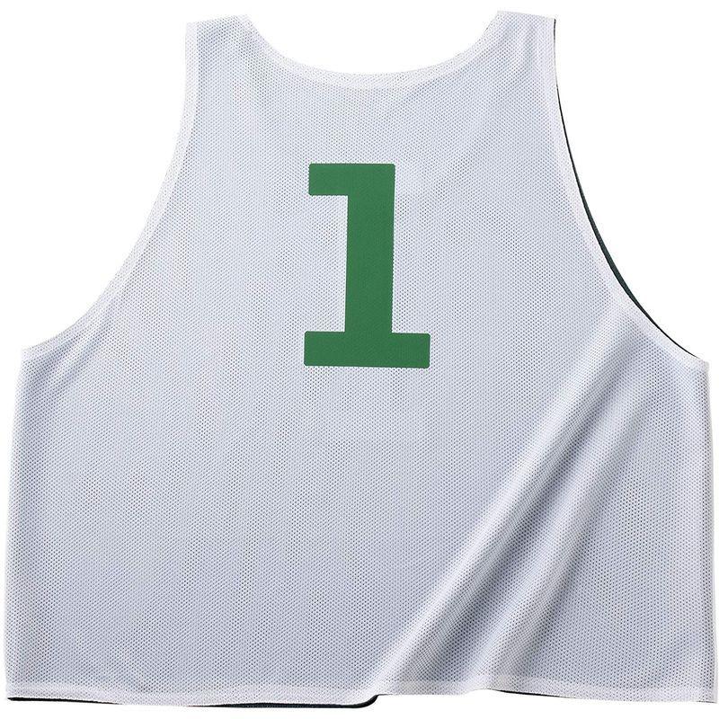 ATHLETIC MART ビブス(リバーシブル)1?12番 裏表前後ろ番号あり 12枚セット収納メッシュランドリーバッグ付 緑グリー 