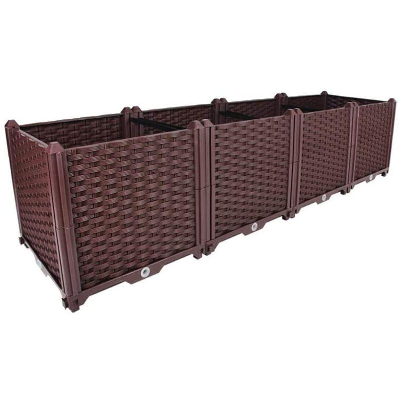 BAOYOUNI 組み立て簡単ガーデンボックス プランターボックスプラスチック鉢植え入れ花 植物 栽培ブラウン 鉢用品 大型プランター 莱園 