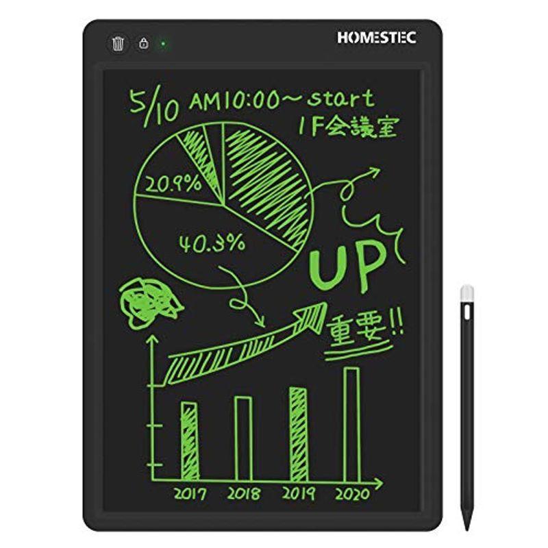 限定モデル HOMESTEC 最新版 電子パッド 電子メモ帳 高輝度 大画面 筆圧対応 lcd液晶パネル 電池交換 ペン収納 ロック機能付き 書いては消 こどものかお ねこねこスタンプ ウサギ2羽・ボード 1743-005