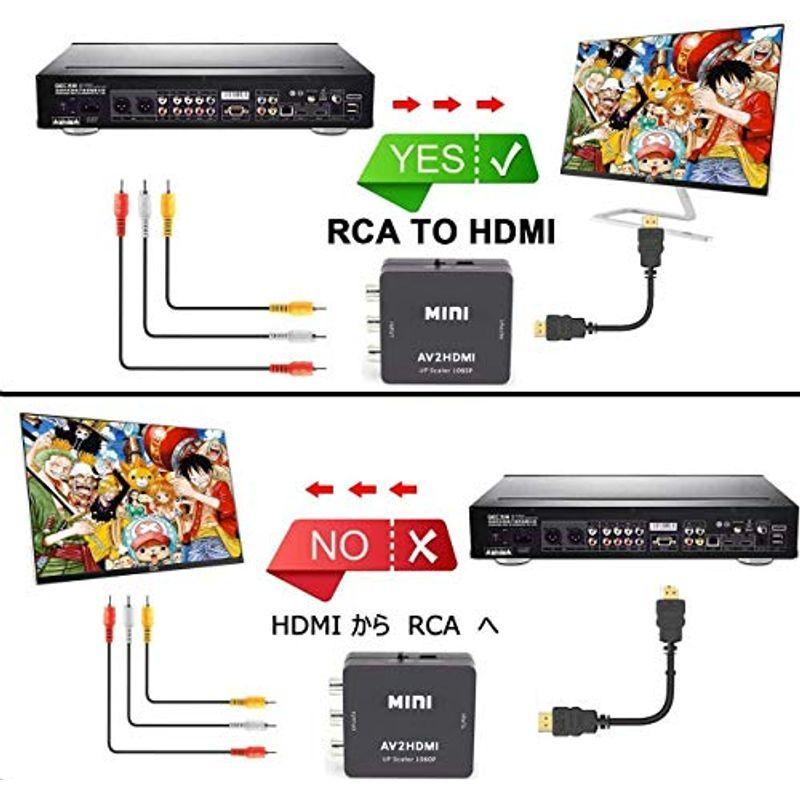 日本最大級 Rca to hdmi hdmi コンバーター 変換 ケーブル変換器 av to アナログ コンポジット信号 3色RCA(赤白黄)ビデオ端子  AV周辺機器