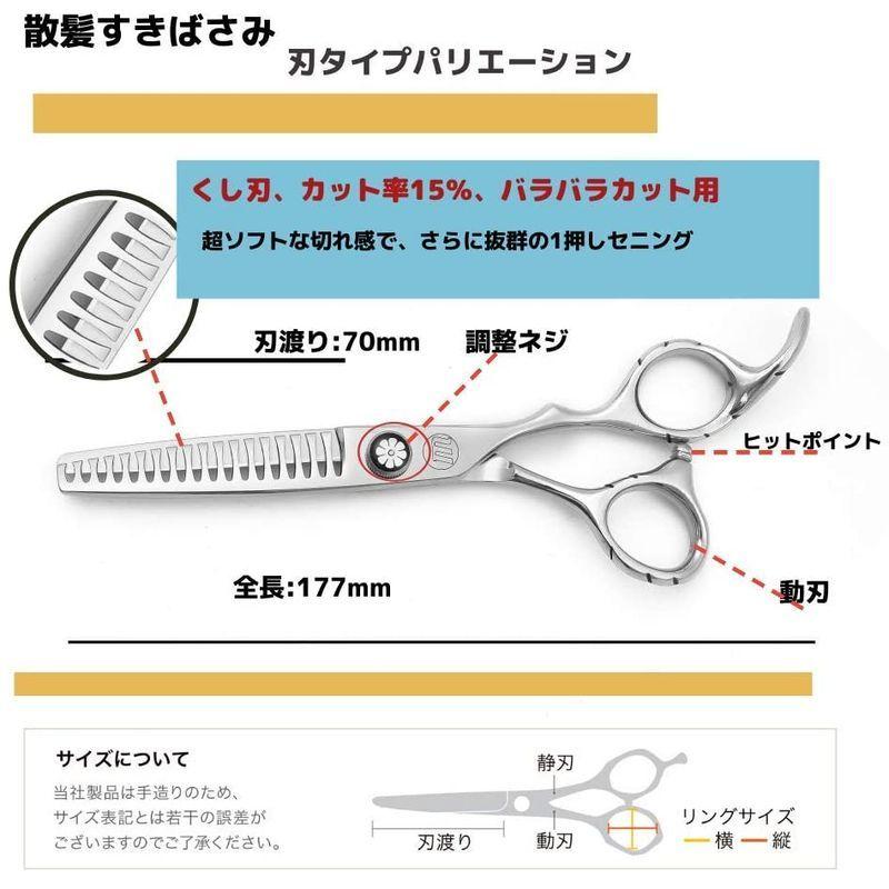 すきバサミ 6.0インチ セルフカット 髪切りハサミ 散髪 はさみ 日本440C炭素鋼 調整可能 プロ 初心者 美容師 子供 (15%+スキ|slpulp|05