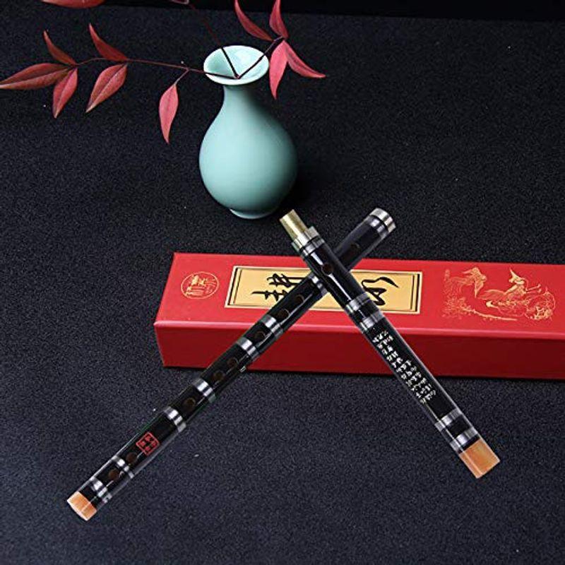 Jinchuan 竹製フルート 笛子 竹笛 横笛尺八 木管楽器 ミュージカル 伝統的な手作り (Gキー, ブラック)