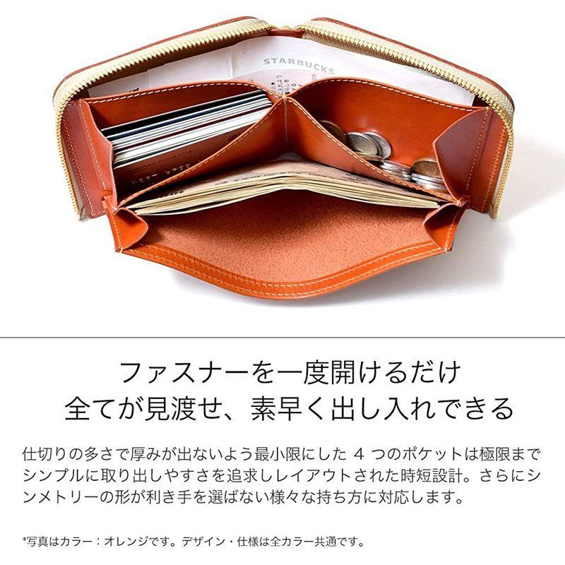 HUKURO 二つ折り 大きく開く小さな 財布 メンズ レディース 革 本革 日本製 グリーン and the to