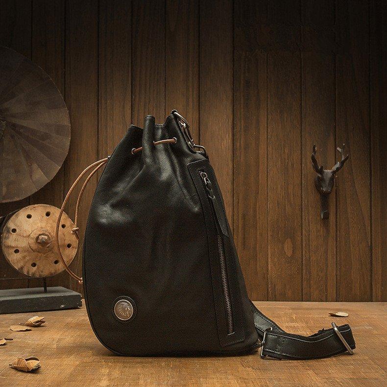 ロップ型 本革 ファッション メンズ ボディバッグ 斜めがけ バッグ ワンショルダーバッグ 肩掛け ブラック