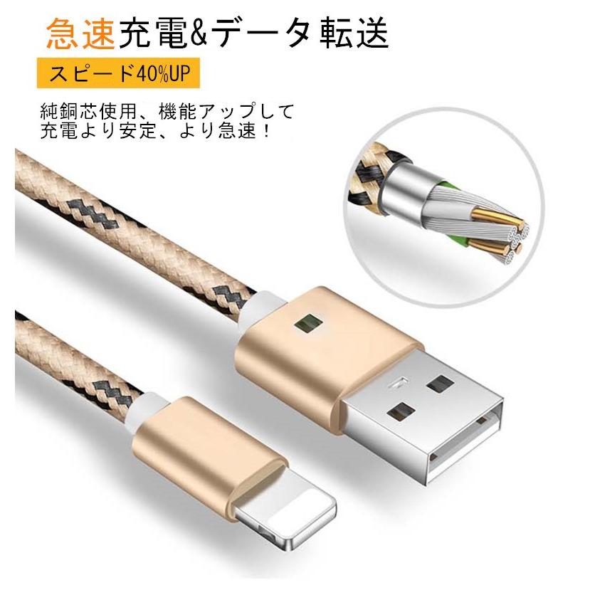 iPhoneケーブル 長さ 2m 急速充電 充電器 データ転送ケーブル iPad