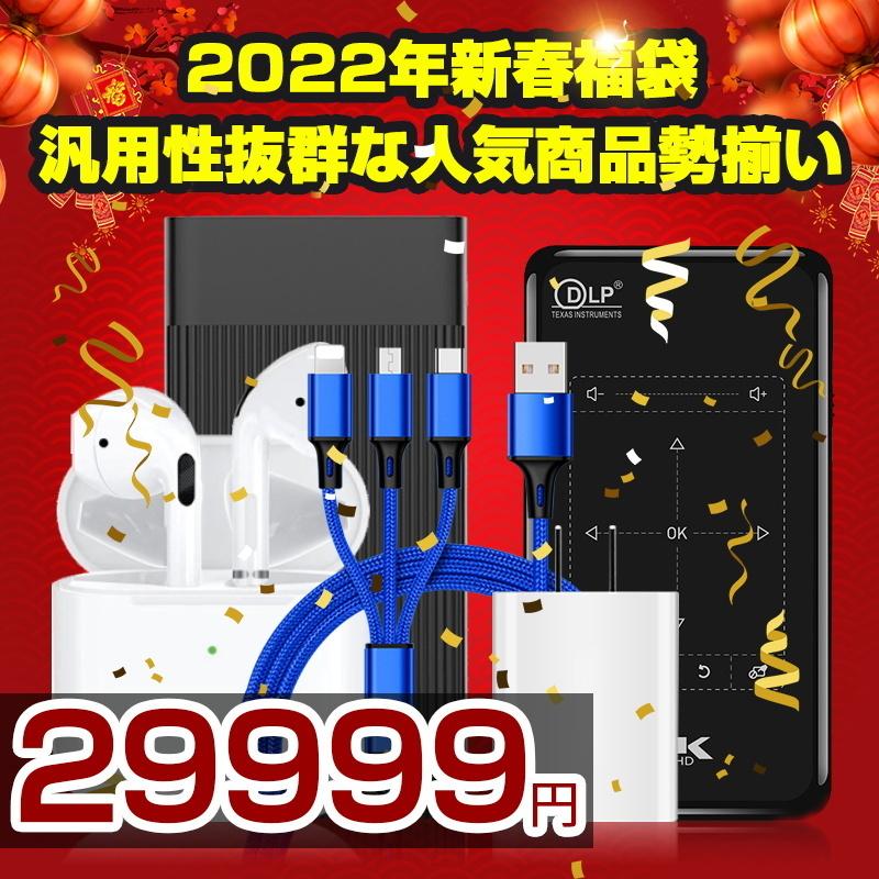 「2022新春福袋」超お得な5点セット ワイヤレスイヤホン 3in1充電ケーブル ACアダプター モバイルバッテリー 超小型プロジェクター 限定数量 送料無料｜slub-shop｜02