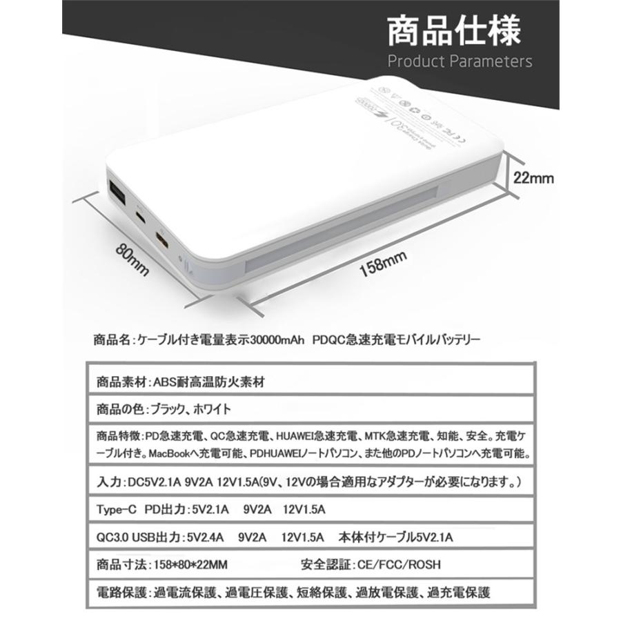 30000mAh QC3.0 大容量モバイルバッテリー PDiPhone17 防災電源 軽量